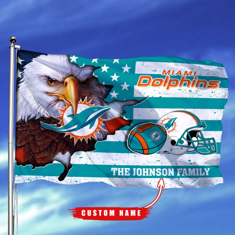 Miami Dolphins Flag Custom Name Side View