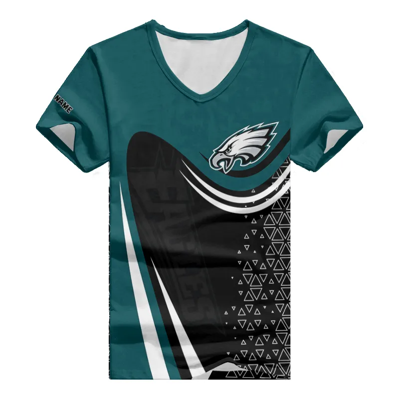 Philadelphia Eagles Personalized V-neck Women T-shirt - Side View