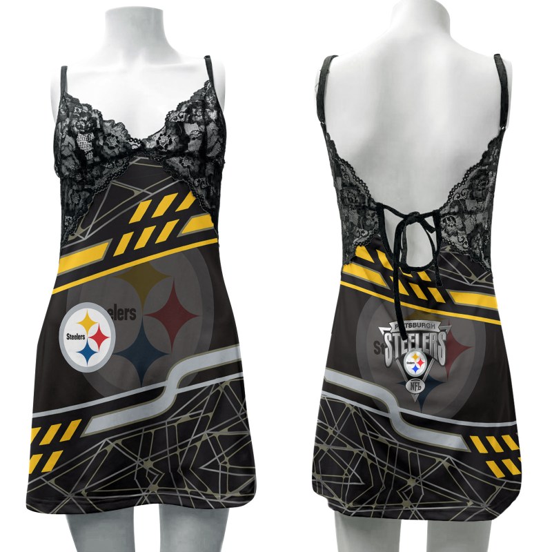Pittsburgh Steelers Lace Back Slip Dress Image 1