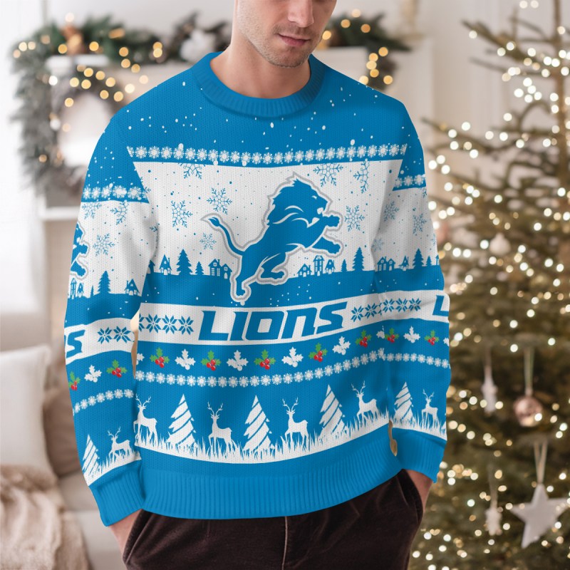 Detroit Lions Christmas Sweater - Outdoor View 2