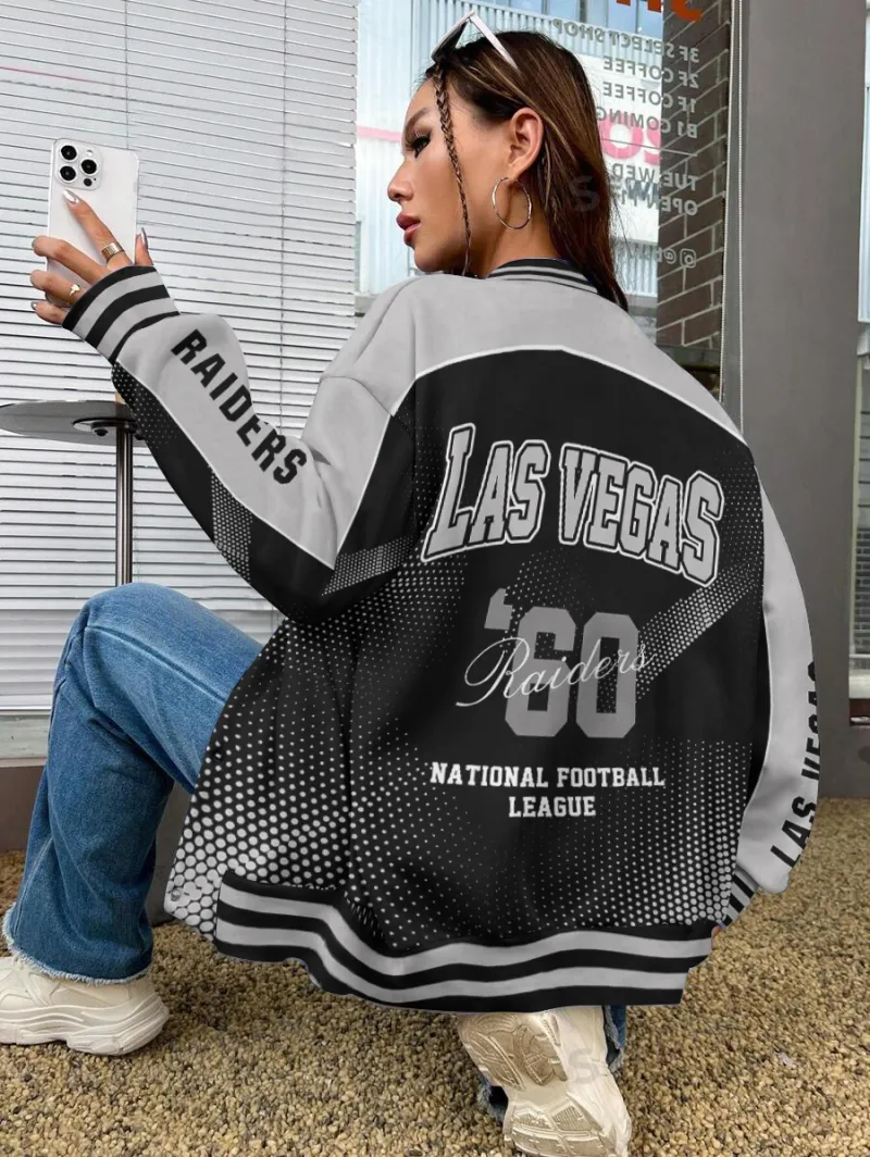 Las Vegas Raiders Varsity Jacket Back View