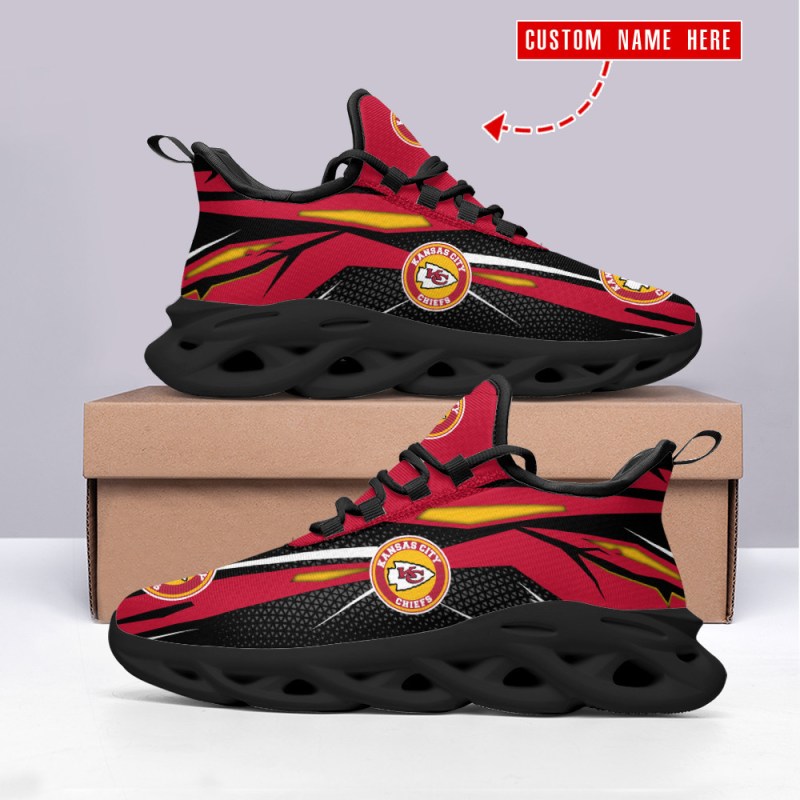 Kansas City Chiefs Personalized Yezy Running Sneakers Back View