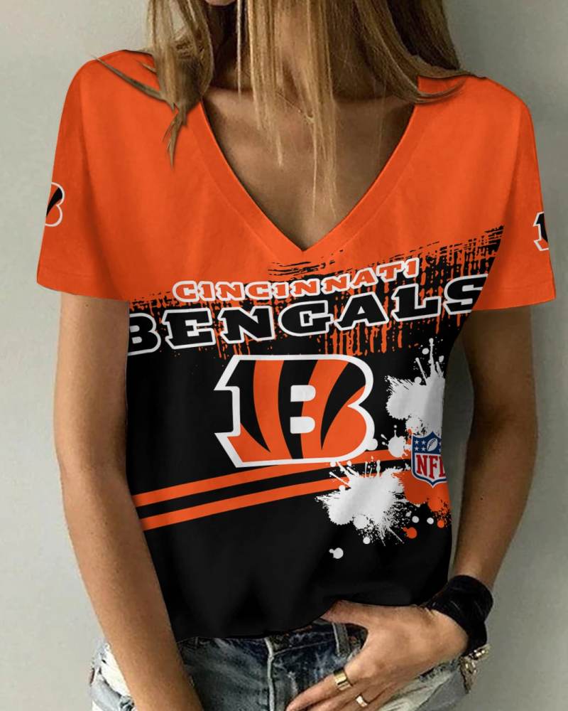 Cincinnati Bengals V-Neck T-Shirt Front