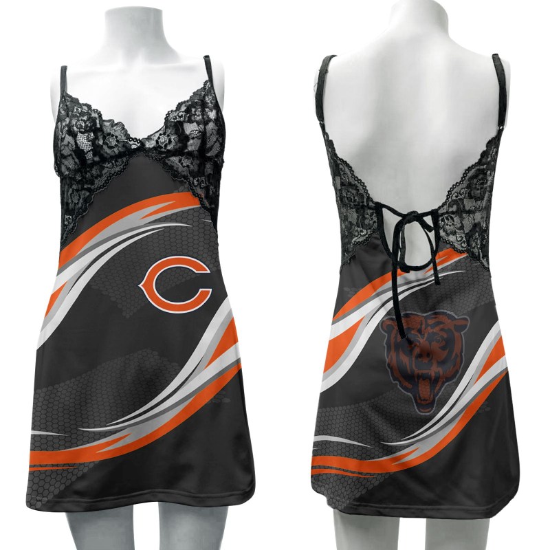 Chicago Bears Lace Back Strap Slip Dress