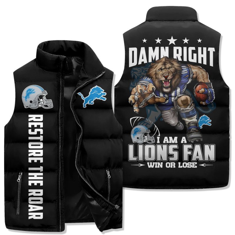 Detroit Lions Sleeveless Puffer Jacket