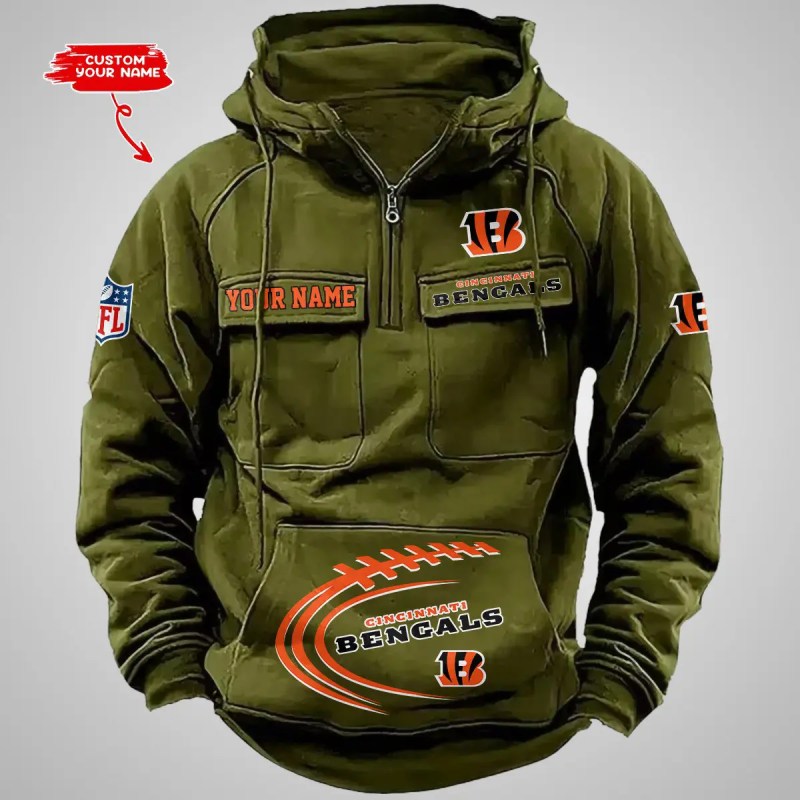 Cincinnati Bengals Multi-Pockets Zip Hoodie Image 1