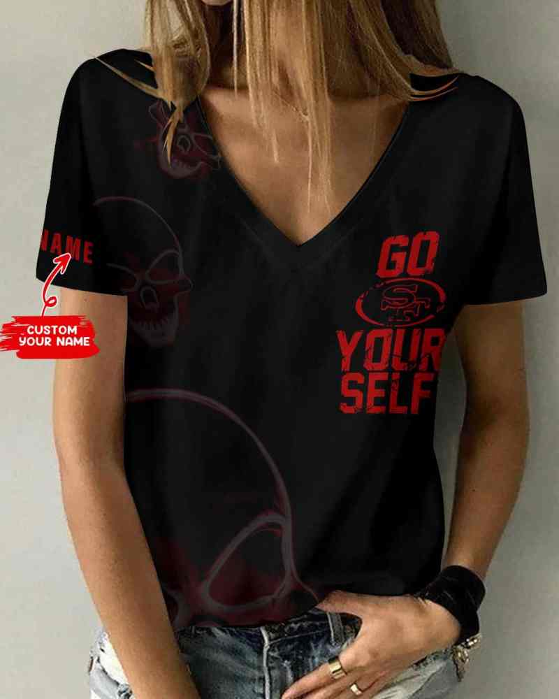 San Francisco 49ers Personalized V-neck Women T-shirt