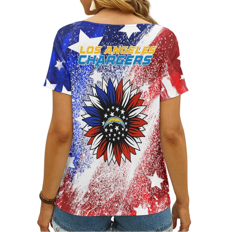 Los Angeles Chargers V-neck Women's T-shirt - Back View