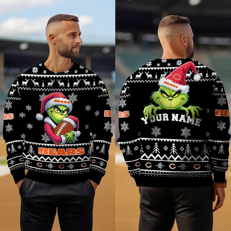 Chicago Bears Ugly Christmas Sweater Outdoor View 3