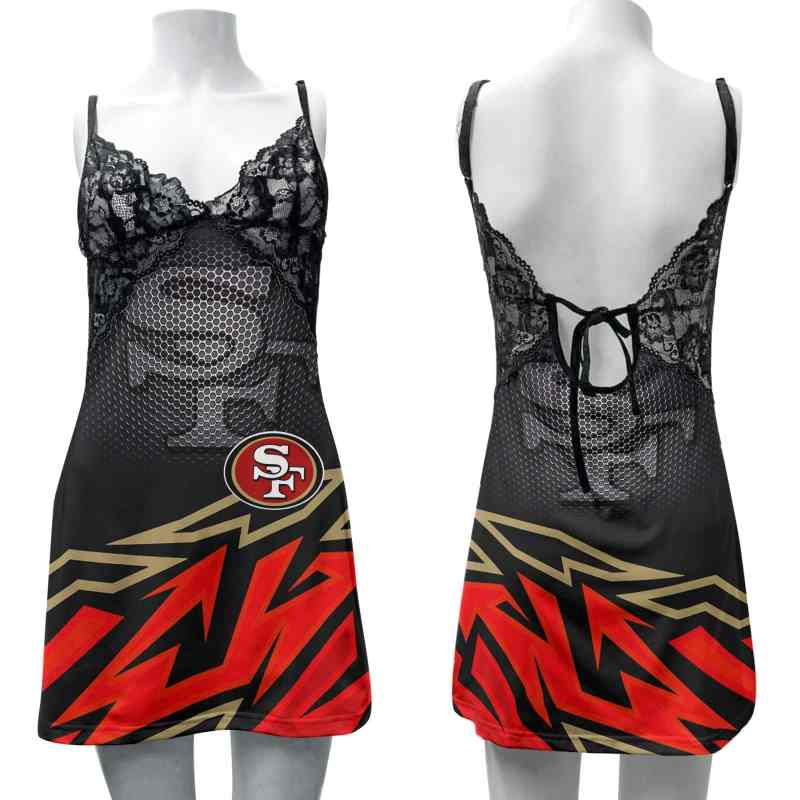 San Francisco 49ers Lace Back Strap Slip Dress