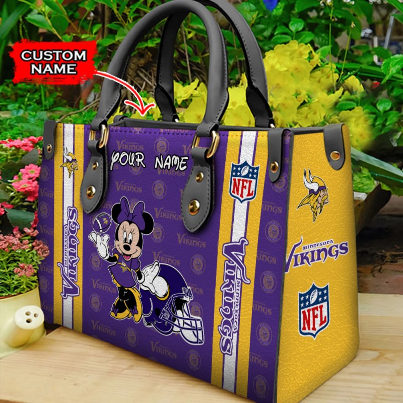 Minnesota Vikings Personalized Leather Hand Bag