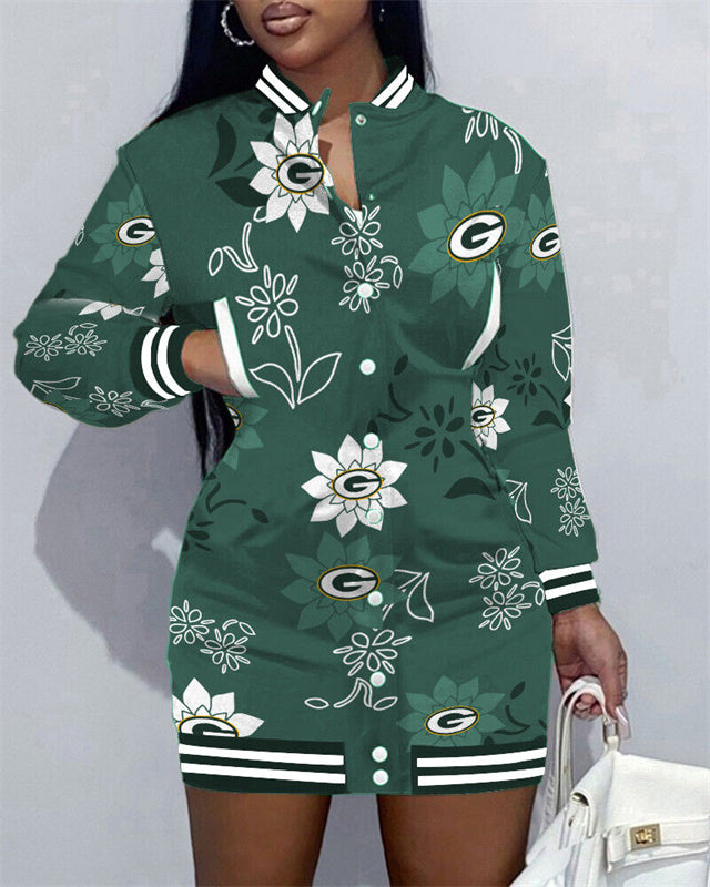 Green Bay Packers Women Button Down Jacket Dress
