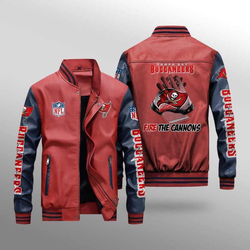 Tampa Bay Buccaneers Leather Bomber Jacket Details