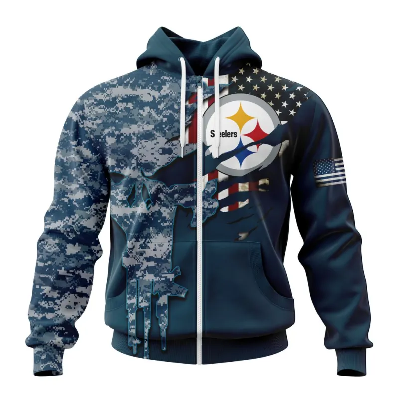 Pittsburgh Steelers Zip Hoodie Front