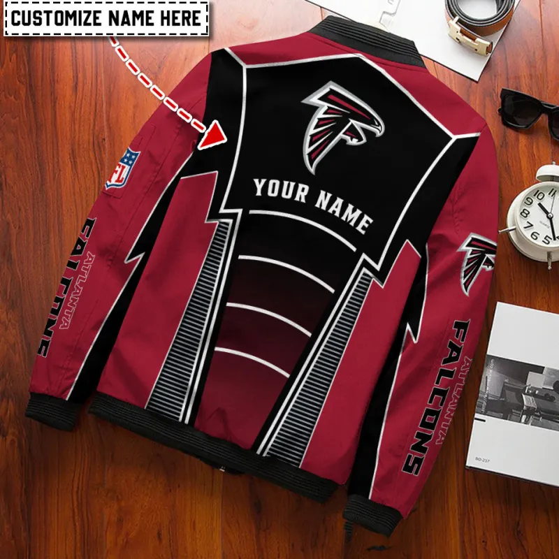 Atlanta Falcons Personalized Bomber Jacket - Back View