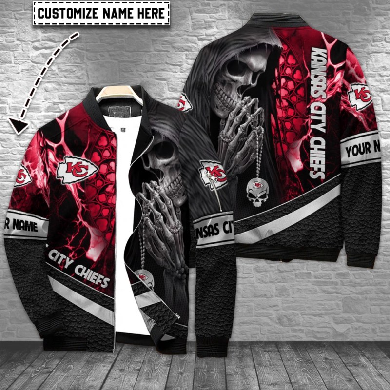Kansas City Chiefs Personalized Bomber Jacket Front View