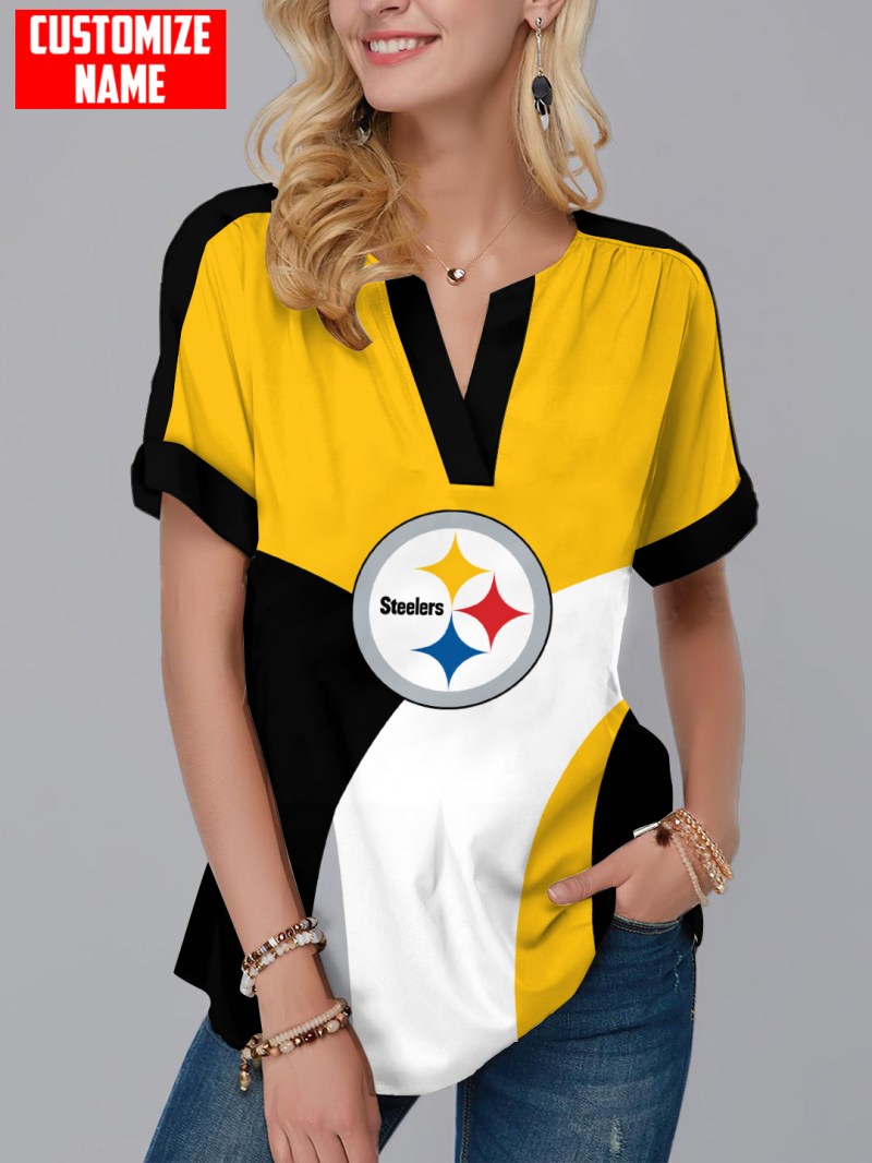 Pittsburgh Steelers Personalized Fashion Short Sleeve V-Neck Shirt