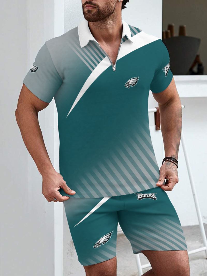 Philadelphia Eagles Limited Edition ZIP Polo Shirt And Shorts Two-Piece Suit
