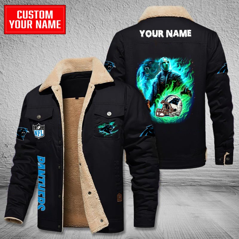 Carolina Panthers Winter Fleece Bomber Jacket Black