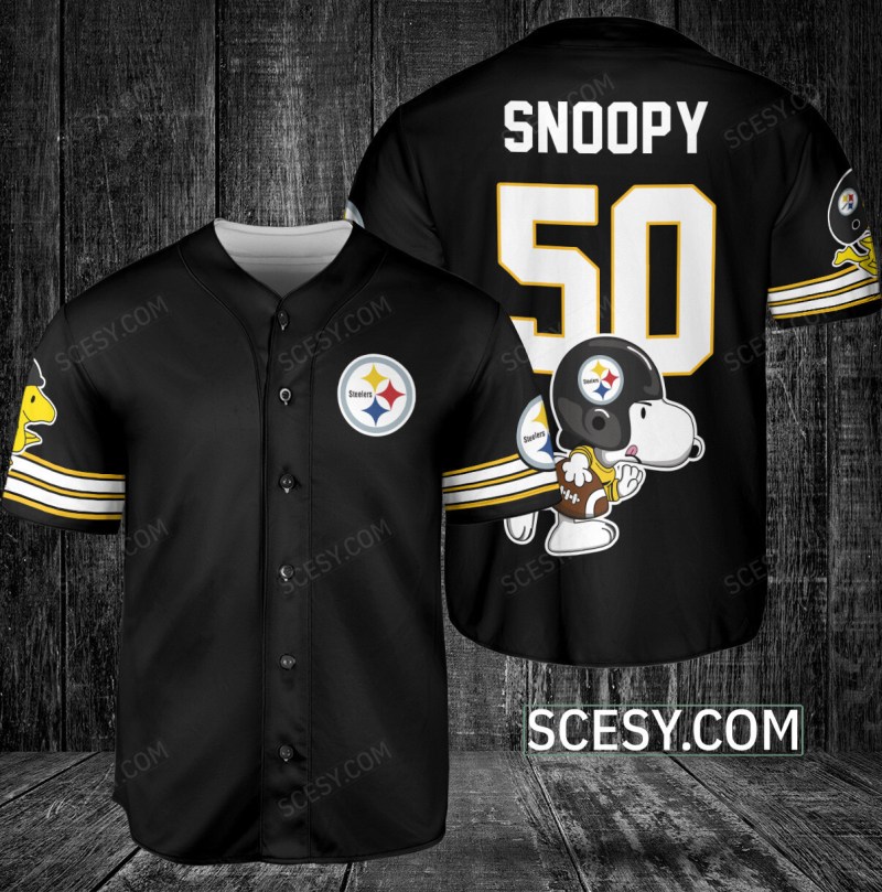 Pittsburgh Steelers Snoopy Baseball Jersey Front