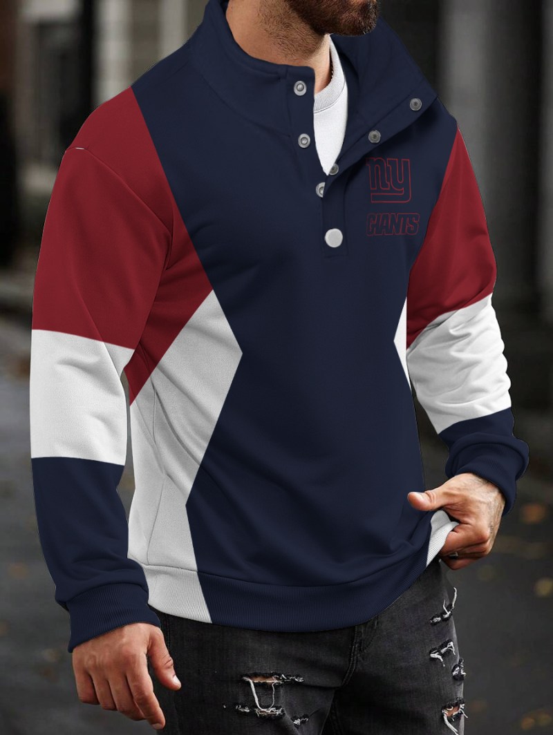 New York Giants Casual Colorful Stand Collar Sweatshirt