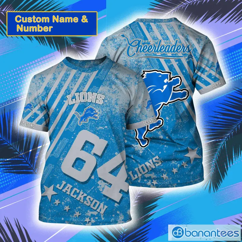 Detroit Lions NFL Custom Name And Number All Over Print 3D T-Shirt