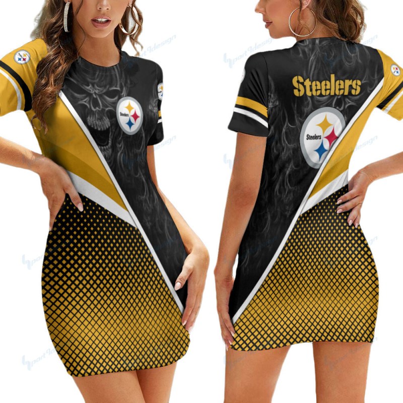 Pittsburgh Steelers Short Sleeve Bodycon Mini Dress