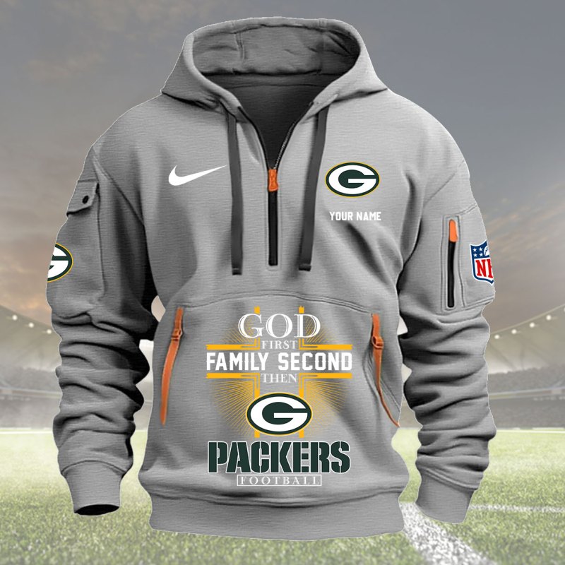 Gray Green Bay Packers Hoodie