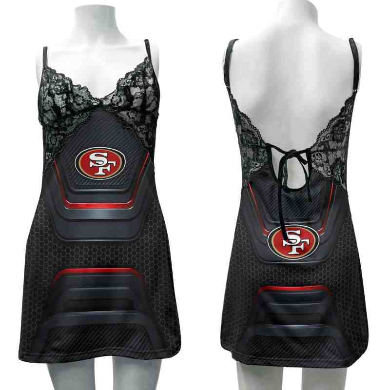 San Francisco 49ers Lace Back Strap Slip Dress