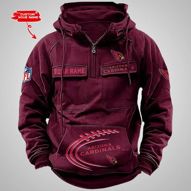 Arizona Cardinals Multi-Pockets Zip Hoodie Image 2