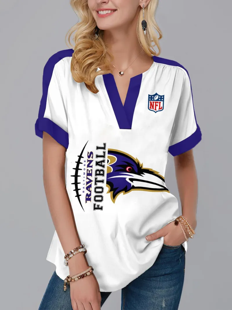 Baltimore Ravens Fashion Short Sleeve V-Neck Shirt