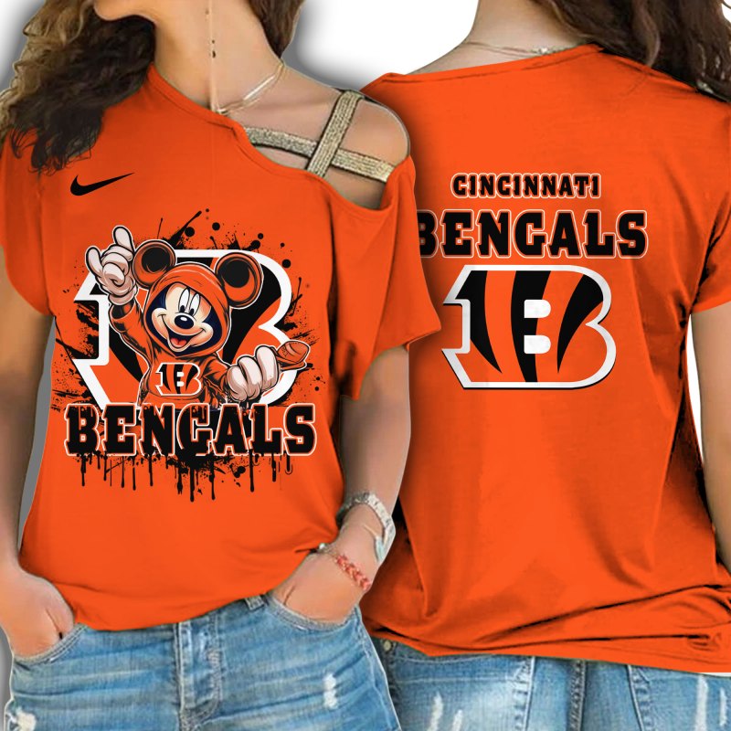 Cincinnati Bengals One Shoulder Shirt Lifestyle Image