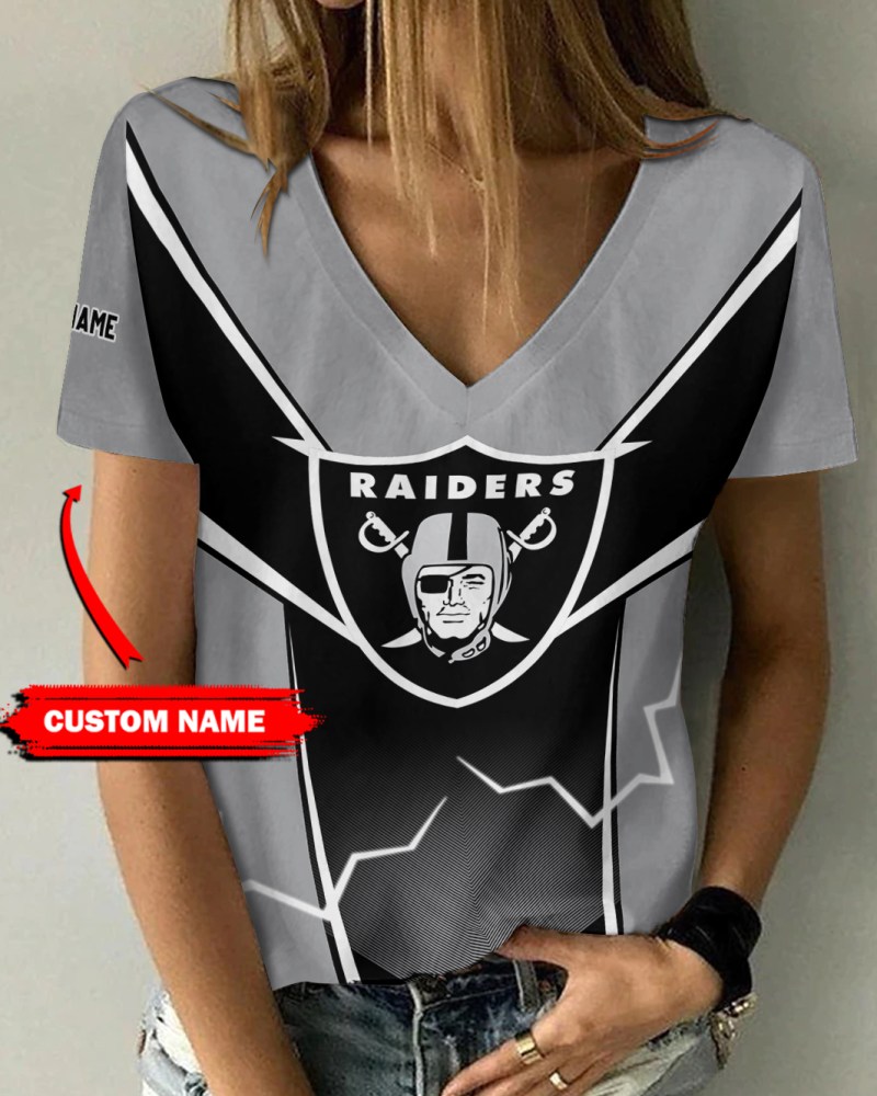 Las Vegas Raiders Personalized V-neck Women T-shirt