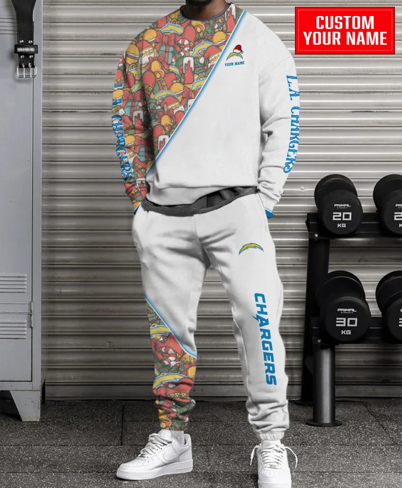 Los Angeles Chargers Christmas Pattern Unisex Combo Sweatshirt and Sweatpants