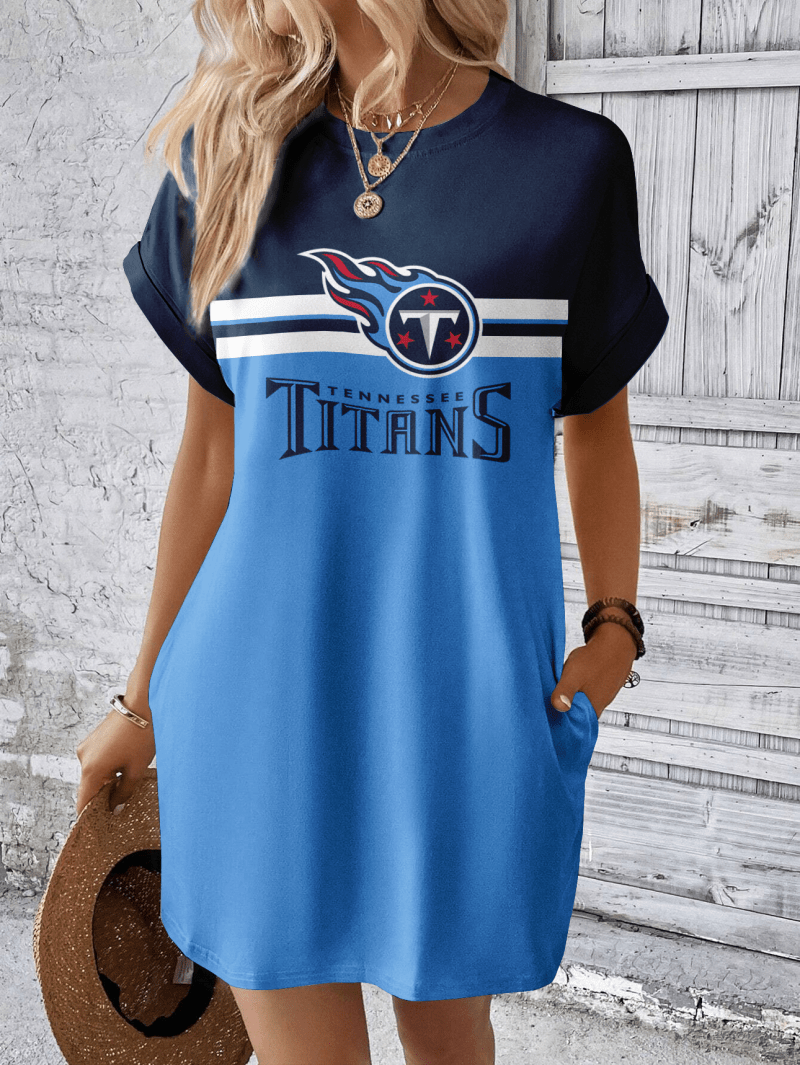 Tennessee Titans Women's Hidden Pocket Batwing Casual Dress