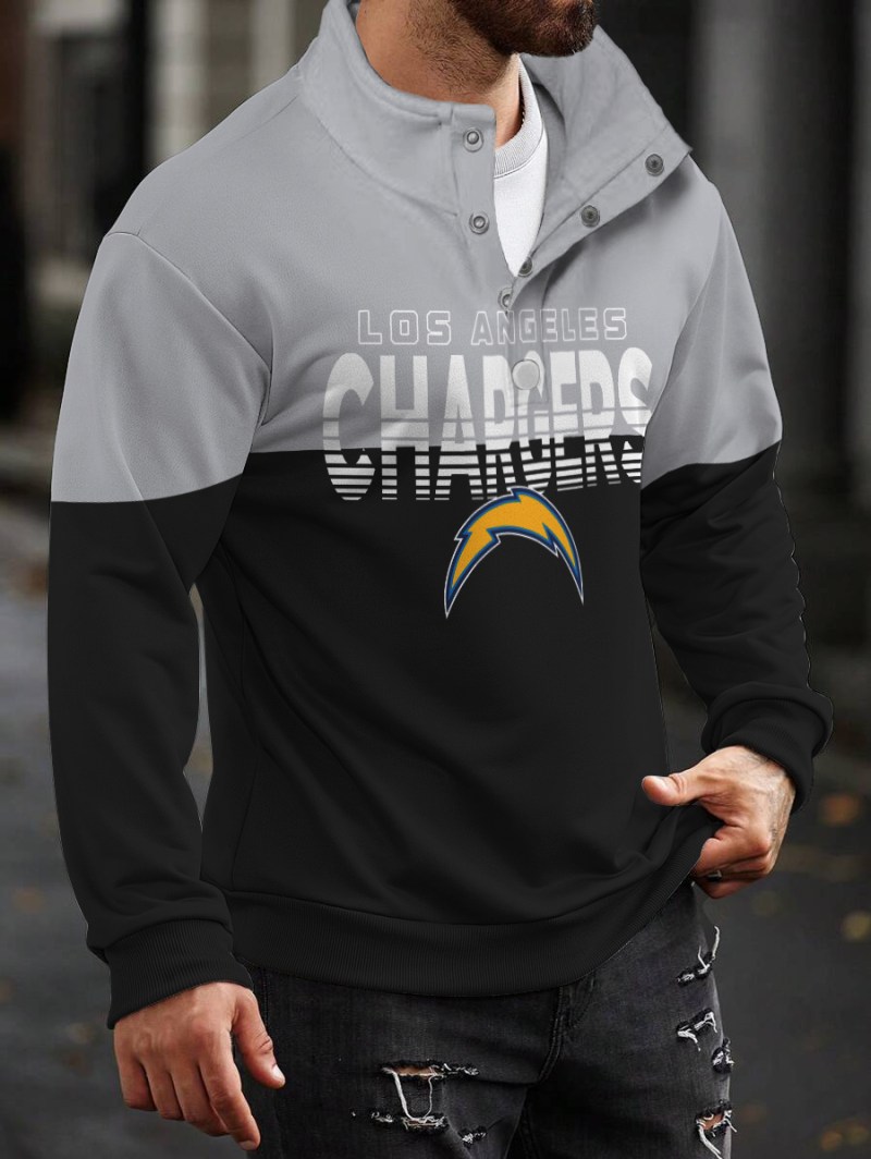 Los Angeles Chargers Casual Colorful Stand Collar Sweatshirt