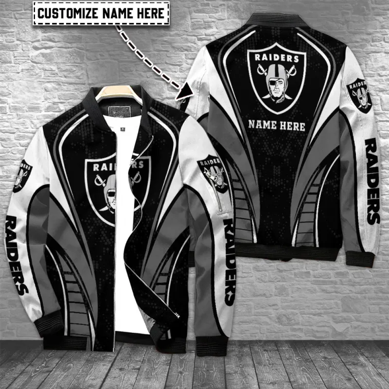 Las Vegas Raiders Personalized Bomber Jacket Front