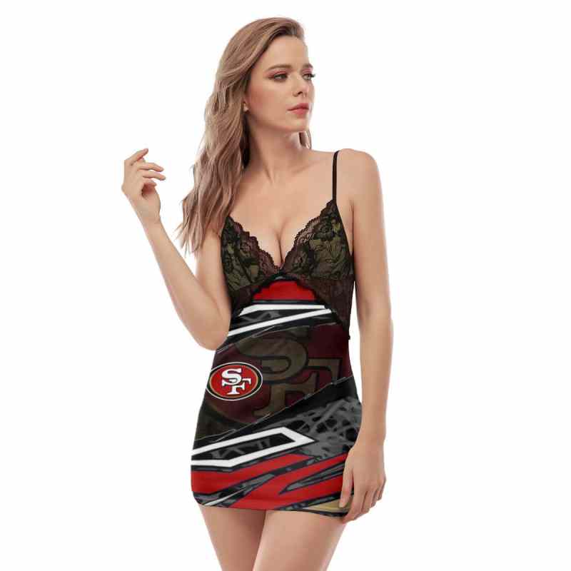 San Francisco 49ers Lace Back Strap Slip Dress Image 5