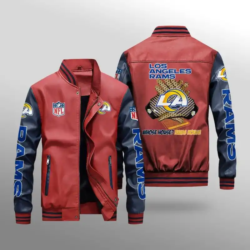 Los Angeles Rams Leather Bomber Jacket Front View