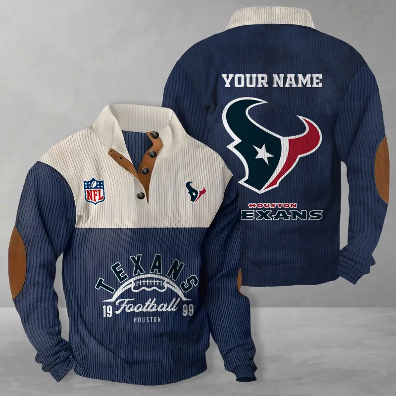 Houston Texans Colorful Stand Collar Sweatshirt - Blue
