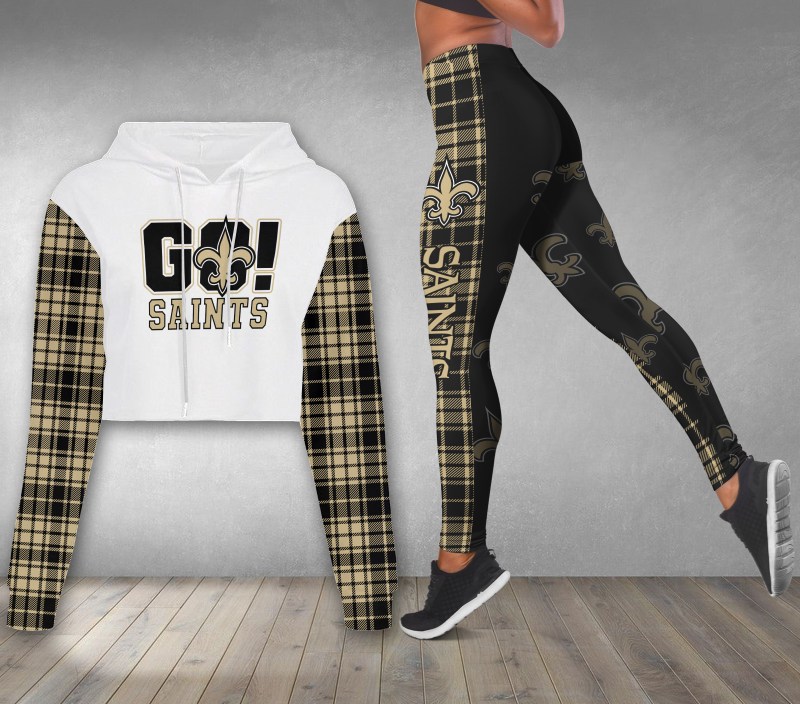 New Orleans Saints Combo Croptop Hoodie and Leggings