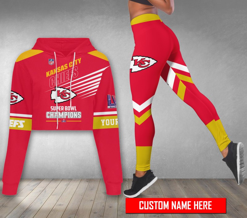 Kansas City Chiefs Personalized Combo Croptop Hoodie and Leggings