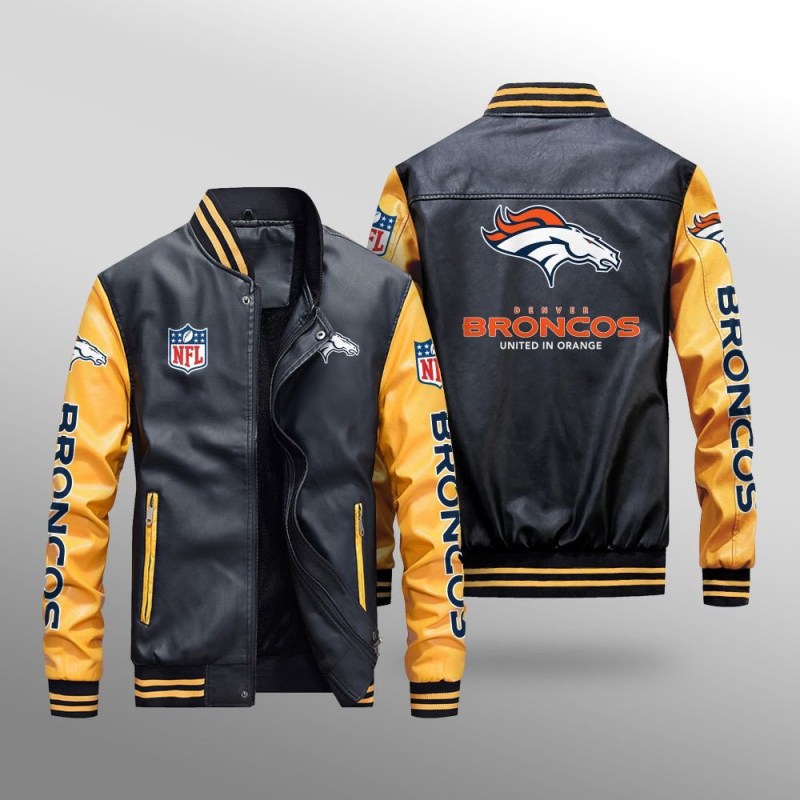 Denver Broncos Leather Bomber Jacket Back