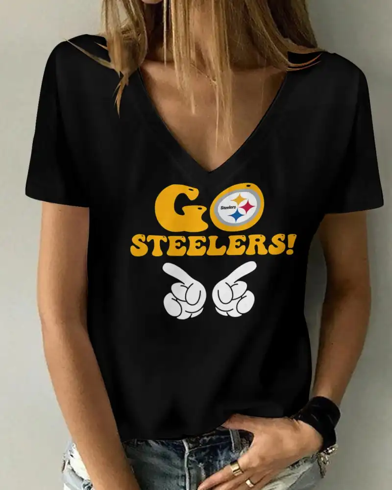 Pittsburgh Steelers V-neck Women T-shirt - Image 1