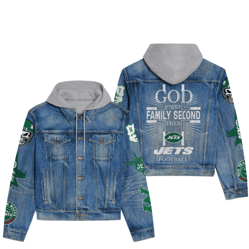 New York Jets Hooded Denim Jacket 1