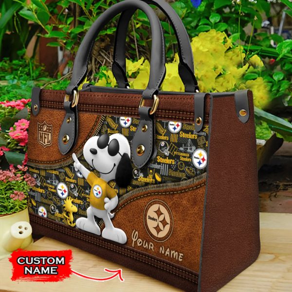 Pittsburgh Steelers Personalized Leather Hand Bag