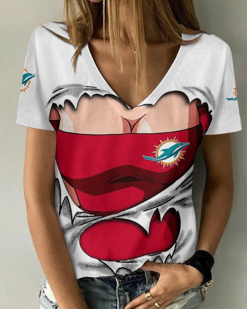 Miami Dolphins Women's V-Neck T-shirt