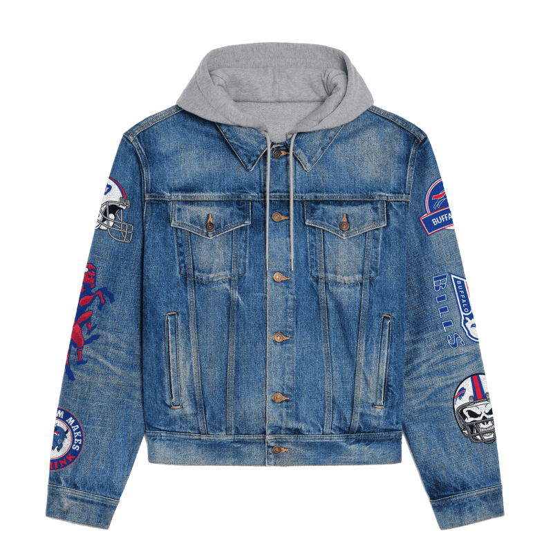 Buffalo Bills Hooded Denim Jacket Back View