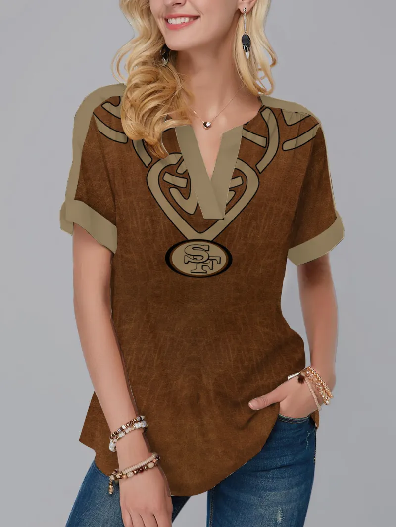 San Francisco 49ers Fashion Short Sleeve V-Neck Shirt