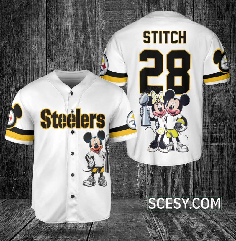 Pittsburgh Steelers Minnie And Mickey Baseball Jersey